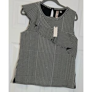 Dolan Anthropologie womens medium black white ruffle top stretch textured